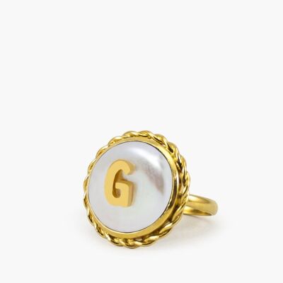 Moonglow Gold-Plated Initial G Pearl Ring