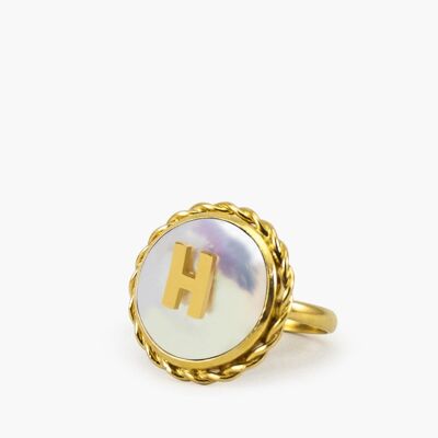 Moonglow Gold-Plated Initial H Pearl Ring