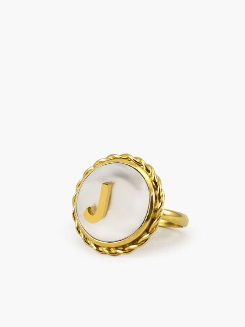 Moonglow Gold-Plated Initial J Pearl Ring