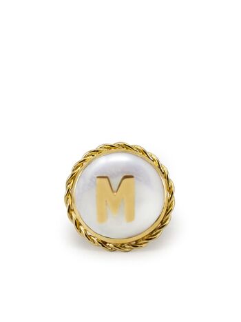 Bague Moonglow en plaqué or avec initiale M et perle 3