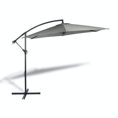 Hanging Parasol with Protective Cover - Grey