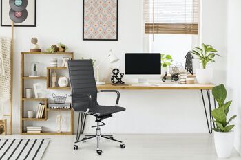 Chaise de bureau Brisbane en cuir PU gris foncé 2