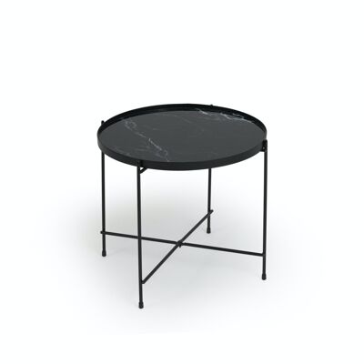 Marble look table Xavier - Ø 38cm Black