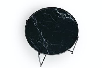 Table aspect marbre Xavier - Ø 38cm Noir 2