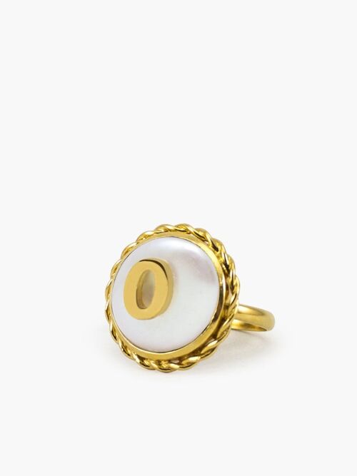 Moonglow Gold-Plated Initial O Pearl Ring