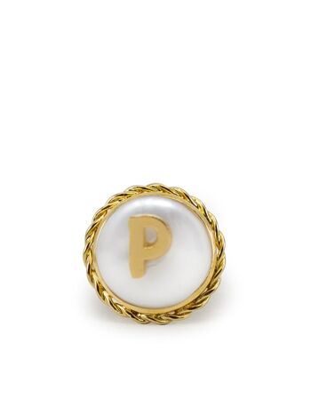 Bague Moonglow en plaqué or avec initiale P et perle 3
