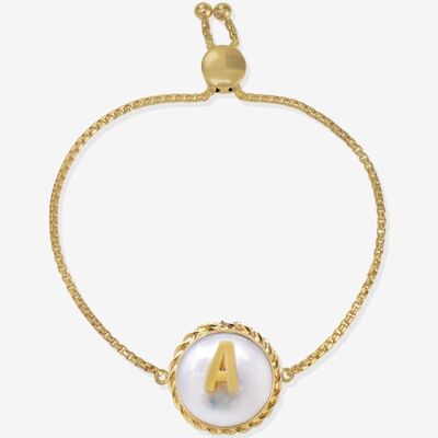 Bracelet de perles initiales en plaqué or Moonglow