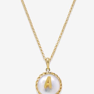 Collana di perle iniziali placcate in oro Moonglow