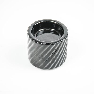 HV Ribbled Tealightholder Cylinder - Black - 6,5x6,5x7cm