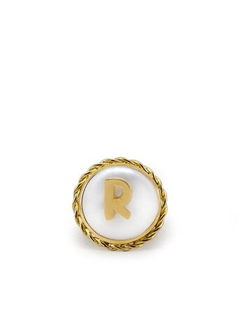 Bague Moonglow en plaqué or avec initiale R et perle 3