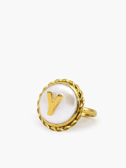 Moonglow Gold-Plated Initial Y Pearl Ring