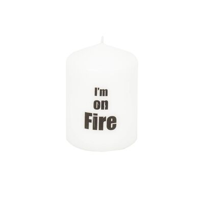 HV I'm on Fire Candle - White - 7x7x10cm