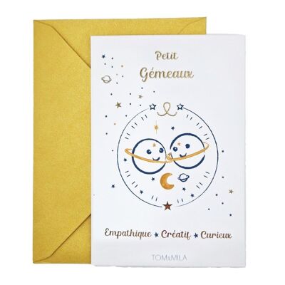 Tarjeta de felicitación decorativa pequeña de Géminis