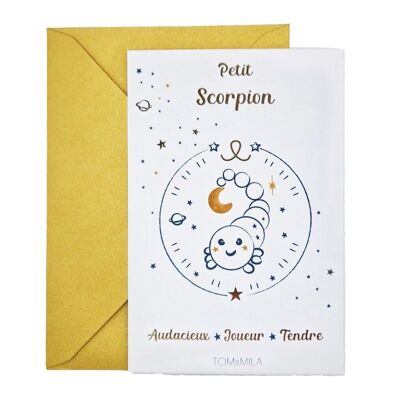 Cartolina d'auguri decorativa con piccolo scorpione