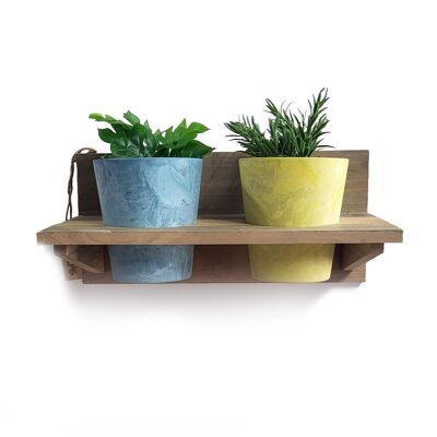 'Roots' Ensembles de porte-pots chauds suspendus en bois avec 2 pots Artstone