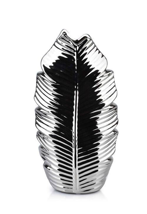 LEAF SILVER VASE 7x14xh28cm