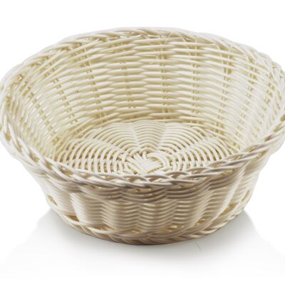SINO Round basket 20xh7cm cream poly rattan