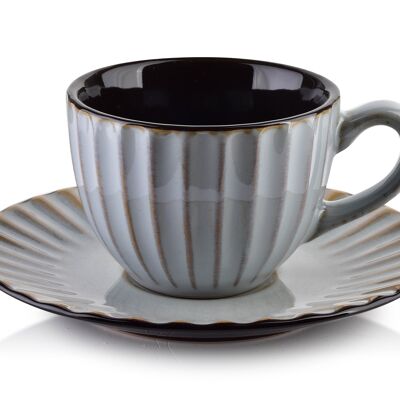EVIE GRAY Cup with saucer 220ml 9x11.5xh6.5cm cup/15xh2cm saucer