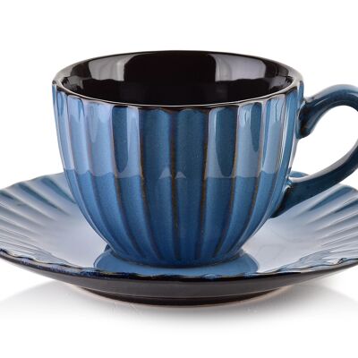 EVIE BLUE Cup with saucer 220ml 9x11.5xh6.5cm cup / 15xh2cm saucer