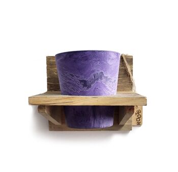'Roots' Ensembles de porte-pots chauds suspendus en bois avec 1 pot Artstone 3