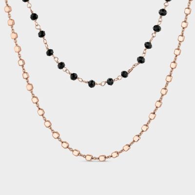 Rose gold and black onyx double necklace