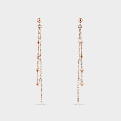 Rose gold chain earrings and white zircons