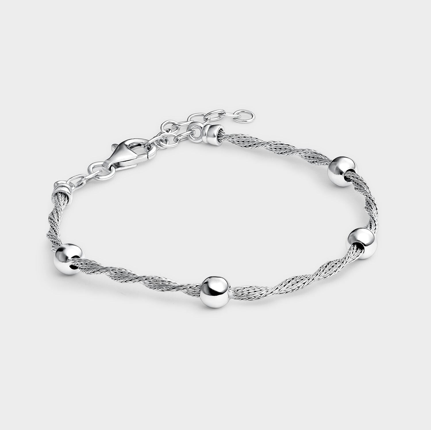 Bracciale in argento con perline sferiche