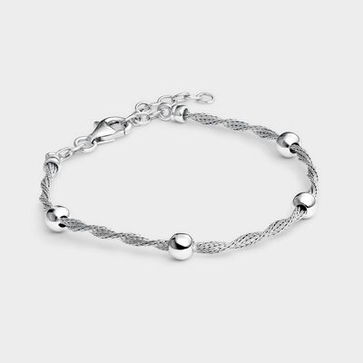 Silver bracelet with spherical beads
