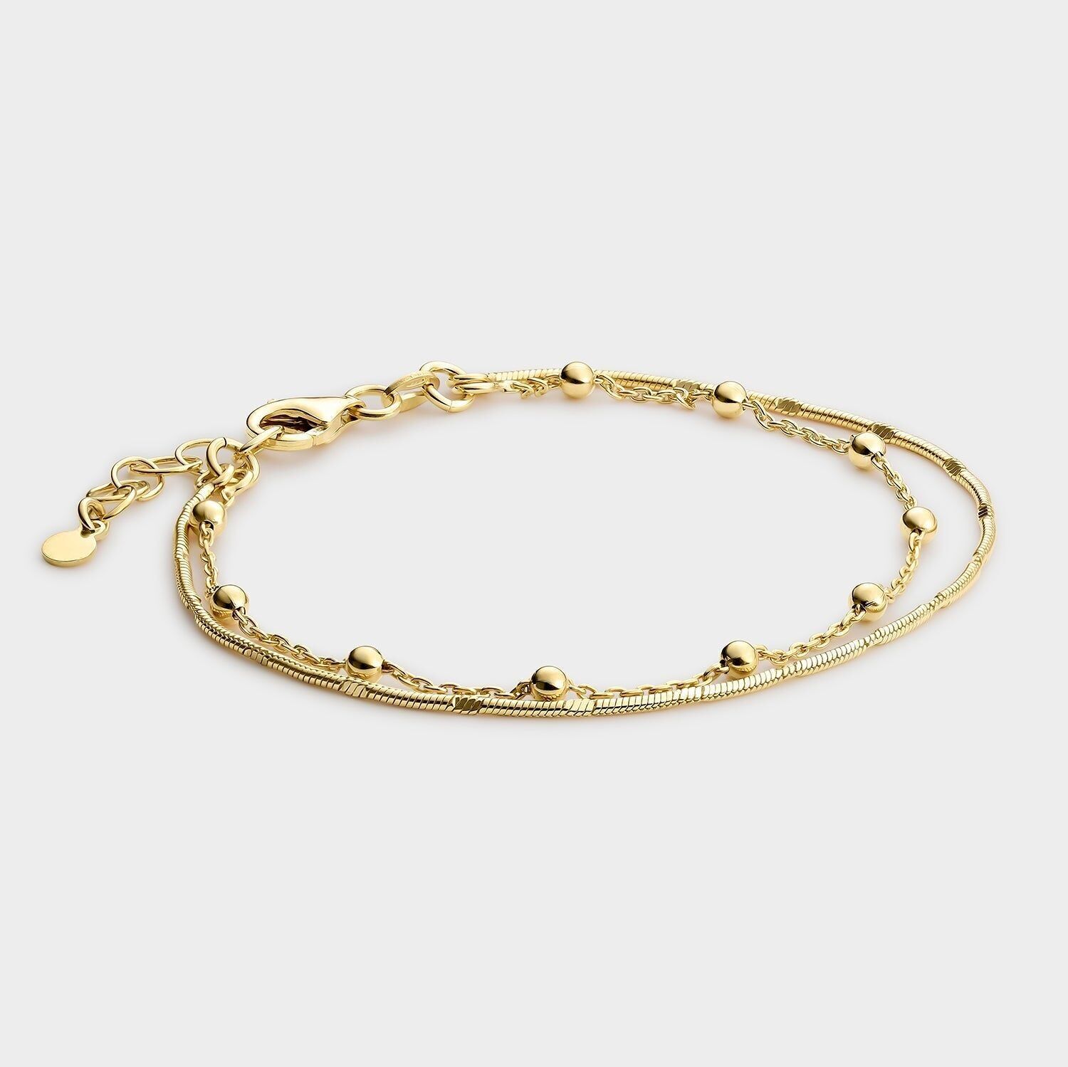 Gold-plated double bracelet with spherical beads