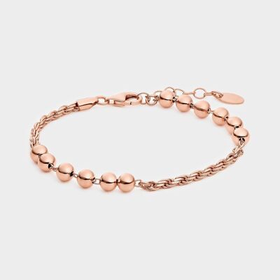 Roségoldenes Armband mit Kette und Kugeln