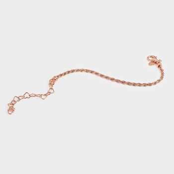 Bracelet corde et coeurs en or rose 2