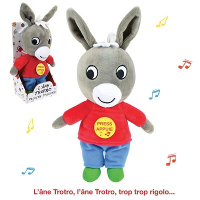 El burro Trotro peluche musical 21 cm, en caja