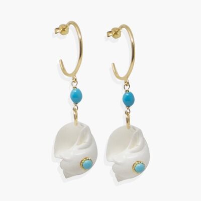Nassau Shell & Turquoise Hoop Earrings