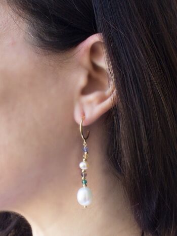 Boucles d'Oreilles Perles & Tourmalines 3