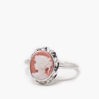 Anillo apilable mini camafeo rosa
