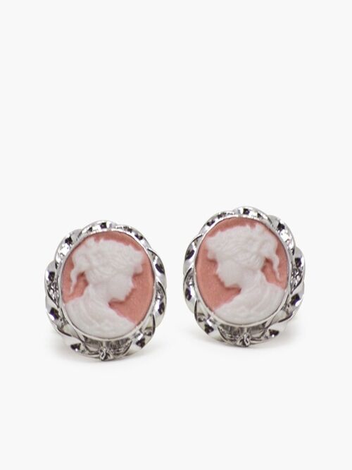Pink Mini Cameo Stud Earrings