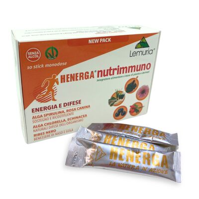 Lemuria Henerga Nutrimmuno – Energia e Difesa Tutto l'Anno, Azione di Sostegno, Restitutiva e Antiossidante – im neuen Format, 10 Sticks zu 10 ml