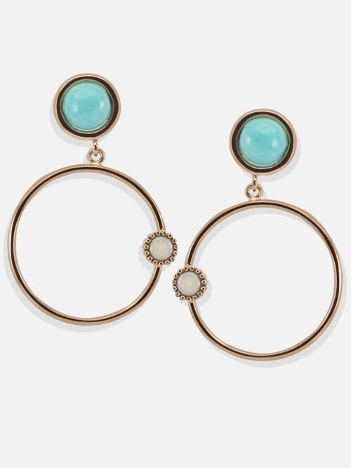 Satellites Rose Gold-plated Amazonite & Opal Hoop Earrings