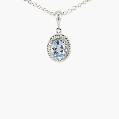 Collana con ciondolo topazio azzurro cielo