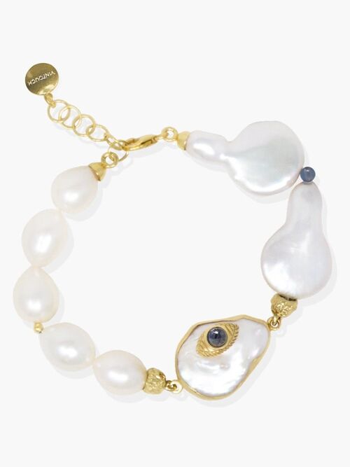 The Eye Gold-plated Blue Sapphire & Pearl Bracelet