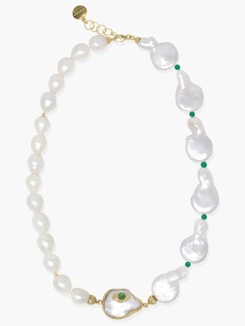 The Eye Gold-plated Emerald & Pearl Statement Necklace