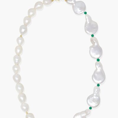 The Eye vergoldete Smaragd- und Perlen-Statement-Halskette