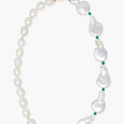 Collana Statement con smeraldi e perle placcate in oro The Eye