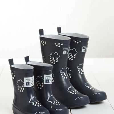 Bottes en caoutchouc bleu marine à couleur changeante pour Enfant plus âgé