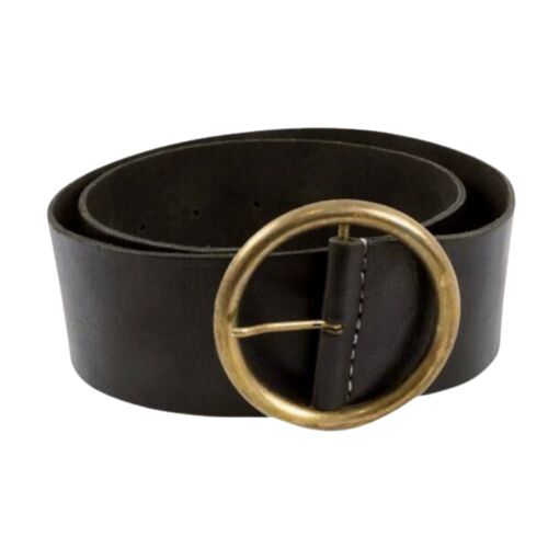 Women's handmade black leather belt