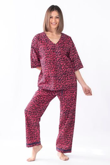 Ensemble pyjama panthère rose (haut décontracté imprimé + bas) 1