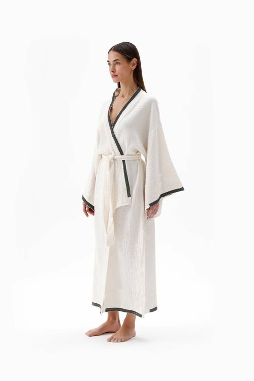 Gray Crinkle Kimono (3200) 100% cotton