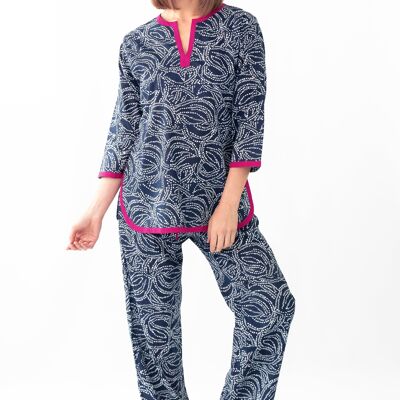 Pyjama-Set „Sternennacht“ (bedrucktes Kaftan-Oberteil + Hose)