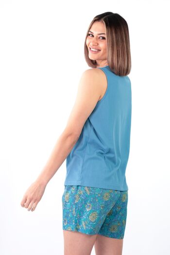 Ensemble short pyjama Waterlily (haut côtelé sans manches + short) 5