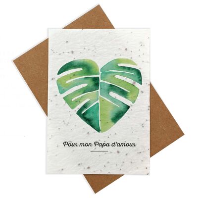 Dad Watercolor Plantable Card - Heart of Monstera